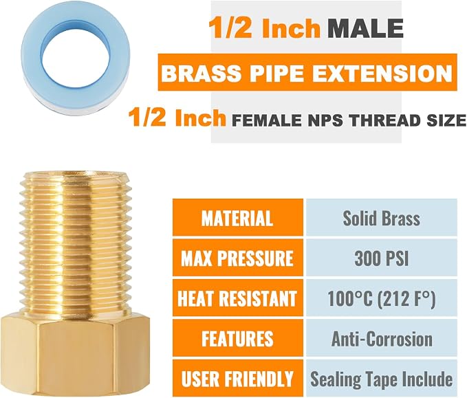 40mm 1/2" Female x 1/2" Male Pipe Adapter - Image 5