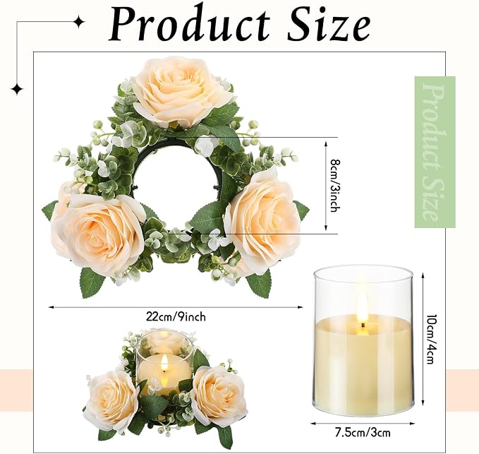 Yunlly 12 Pcs Rose Candle Rings - Image 4