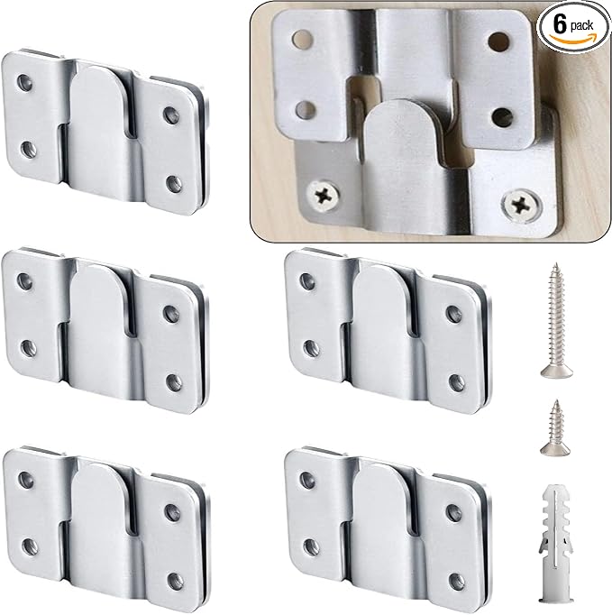 Flush Mount Bracket with Screws 6 Sets Hanging Buckle Kit, Interlocking Heavy by By-scyrj