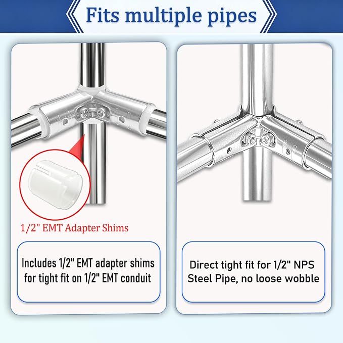 10 Sets 90 Degree Tee Clamp, Heavy Duty Carbon Steel 3-Way T Pipe Connector - Image 4