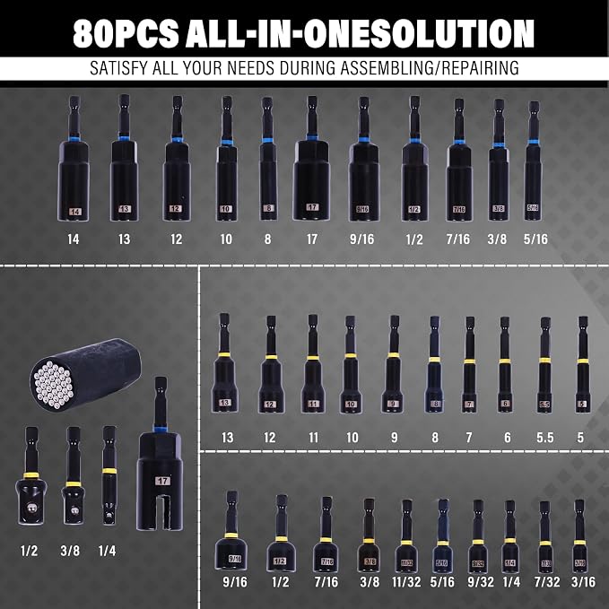 80PSC Magnetic Nut Driver Set Metric & SAE - Image 2