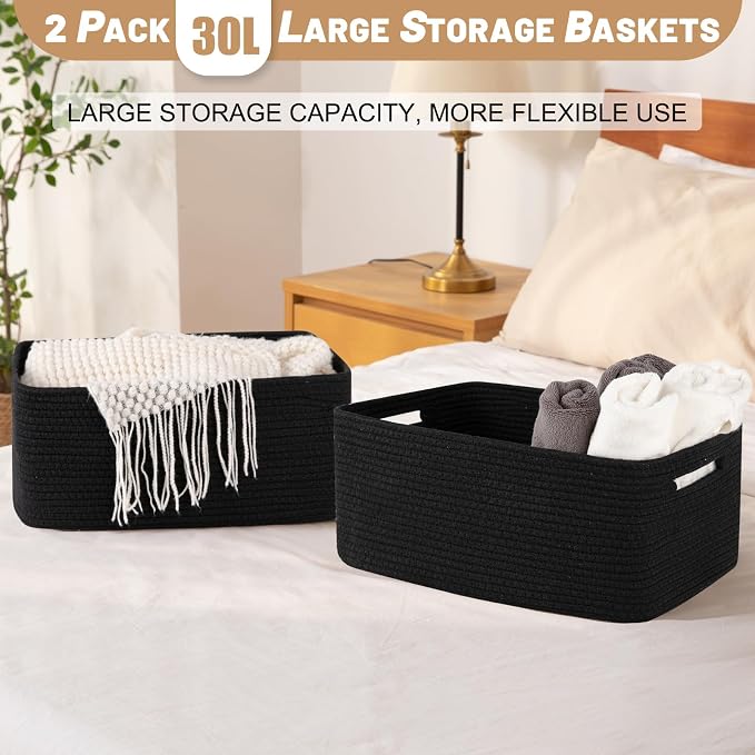 OIASKET Large Storage Basket for Organizing, Woven Rope Basket for Shelves - Image 5