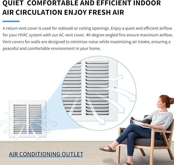 Fits 6x6 Duct Opening | Steel Return Air Grille, Air Return Vent Cover - Image 4