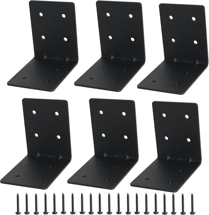 6-Pack 4"x4"x3-1/8 Heavy Duty Steel Corner Bracket, L Right Angle Bracket | - Image 8