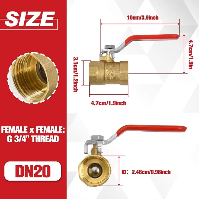 Heavy Duty Full Port Ball Valve, G3/4 Inch Female x Female Thread | Forged LF - Image 2