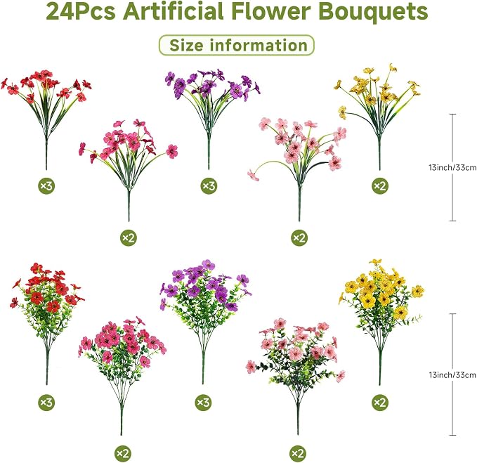 Alupssuc 24 Bundles Artificial Daisy Flowers UV Resistant - Image 3