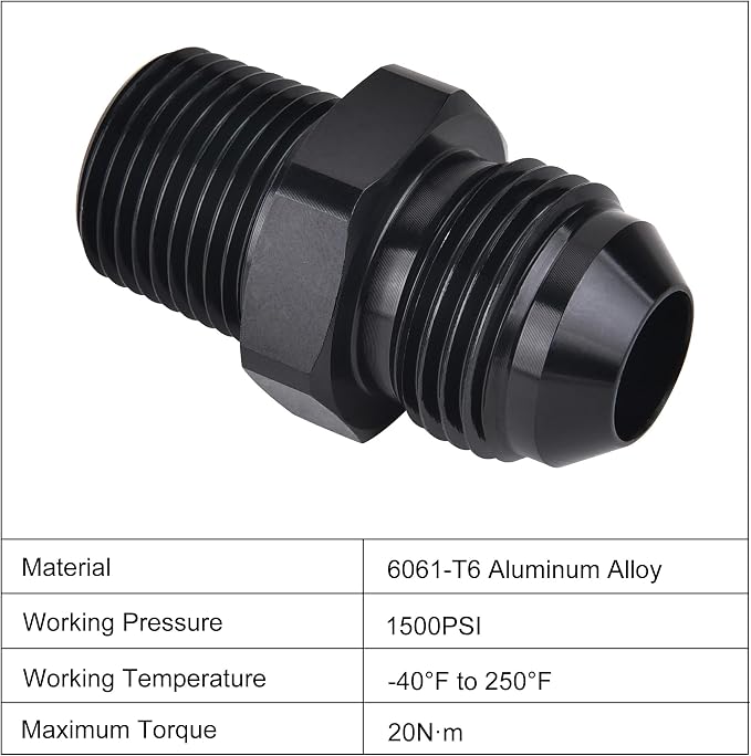 EVIL ENERGY 10AN Male Flare to 1/2" NPT Pipe Fitting Adapter Aluminum Straight - Image 3
