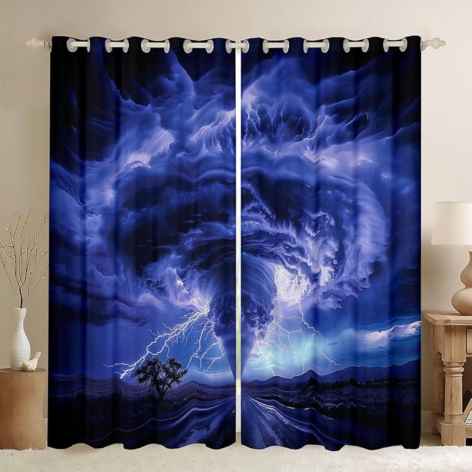 jejeloiu 3D Tornado Blackout Shades Window Treatments Natural Disaster Window by jejeloiu