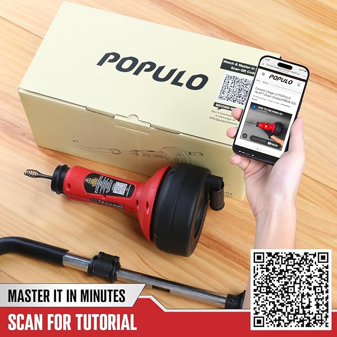 POPULO 17FT Auto Feed Drain Snake, Upgraded Toliet Auger - Image 6