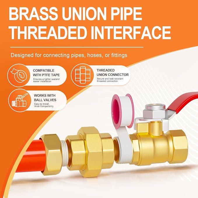 GASHER 2PCS 1"FNPT Brass Union Pipe Fitting | 1 InchNPT Female x 1 InchNPT - Image 5