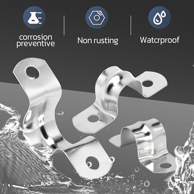 25PCS M10 304 Stainless Steel Rigid Pipe Strap Two Hole Cable Strap u Bracket - Image 3