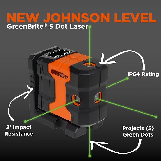 Johnson Level & Tool JDT300-GN5D Laser Level, Self-Leveling Kit 5 Dot Laser - Image 3