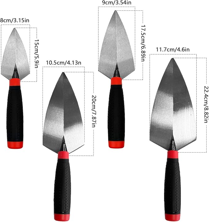 4 Pcs Pointing Trowel Set, 6/7/8/9" Carbon Steel - Image 2