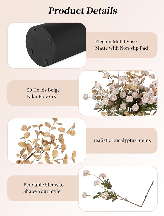 BLOSMON Fake Flowers Centerpieces - Image 8