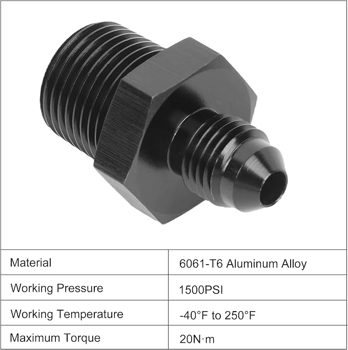 EVIL ENERGY 4AN Male Flare to 3/8" NPT Pipe Fitting Adapter Straight Aluminum - Image 3