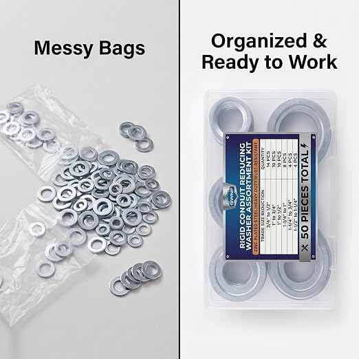 50-Piece Rigid Conduit Reducing Washer Assortment Kit, 6 Sizes | Trade sizes: - Image 6