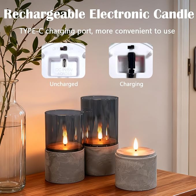 LEDHOLYT Rechargeable Marble Flameless Candles, Decorative Candles - Image 4