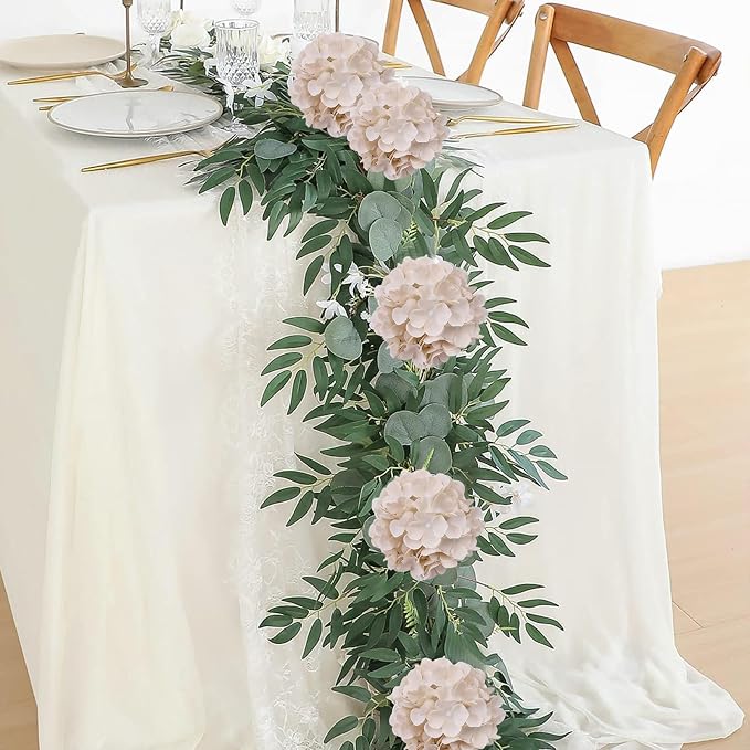 AVIVIHO 10pcs Beige Hydrangea Artificial Flowers Bulk Fake Flowers Hydrangea - Image 5