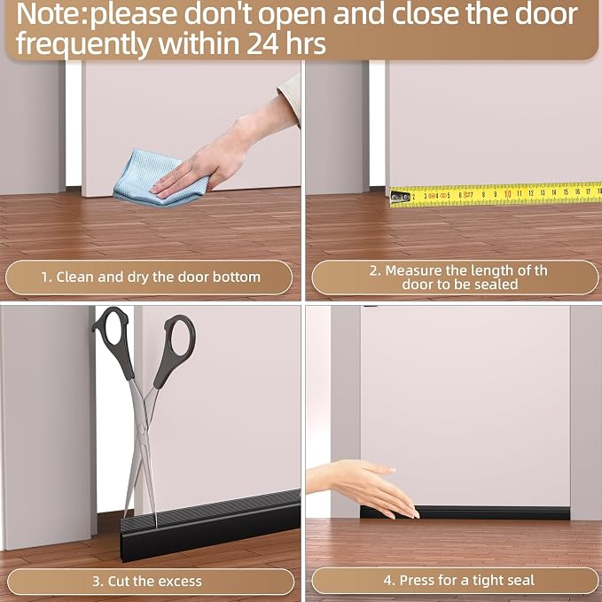 KNEELISA 78" Transparent Under Door Draft Stopper Interior - Image 9