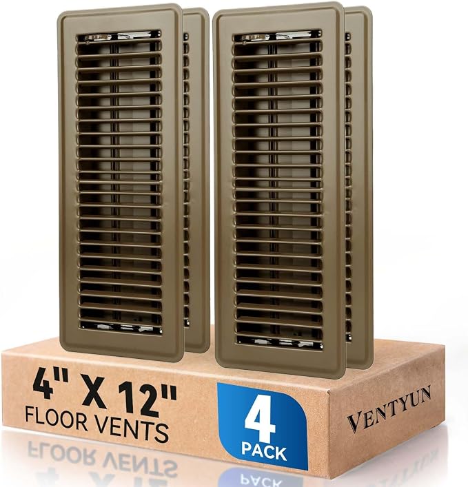 4" x 12" Floor Register Vent Covers 4-Pack, Steel Floor Vent by VENTYUN