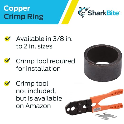 SharkBite 3/8 Inch Copper Crimp Rings, PEX Pipe, 23101CP100 - Image 4