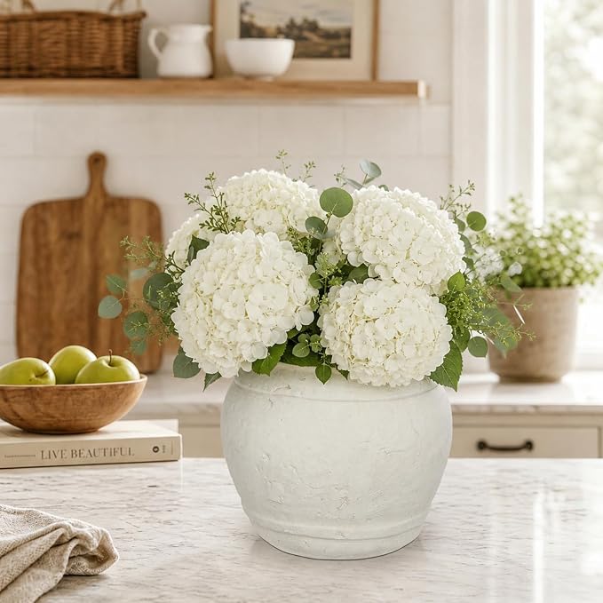 Briful Rustic Ceramic Farmhouse Vase, 5.9" Vintage Textured Pottery Jar | - Image 6