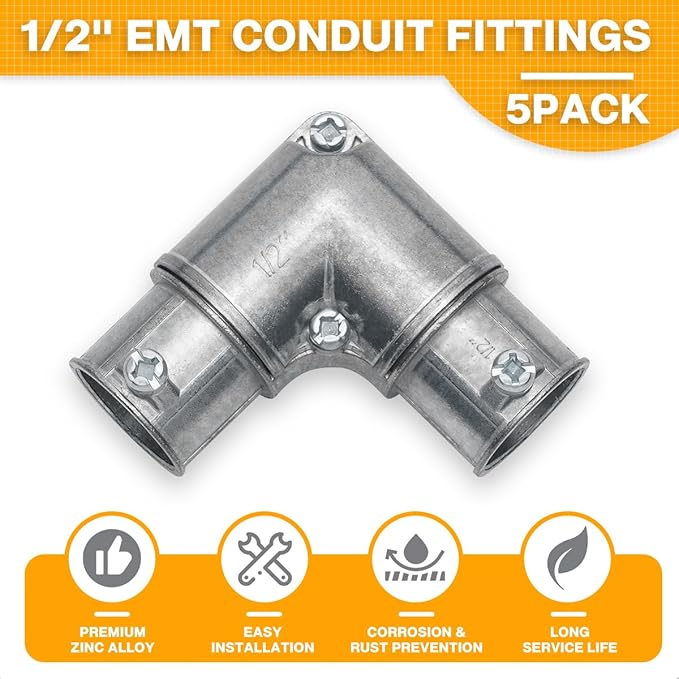 1/2 Inch EMT to EMT 90 Degree Inside Corner Pulling Elbows, EMT Conduit - Image 3