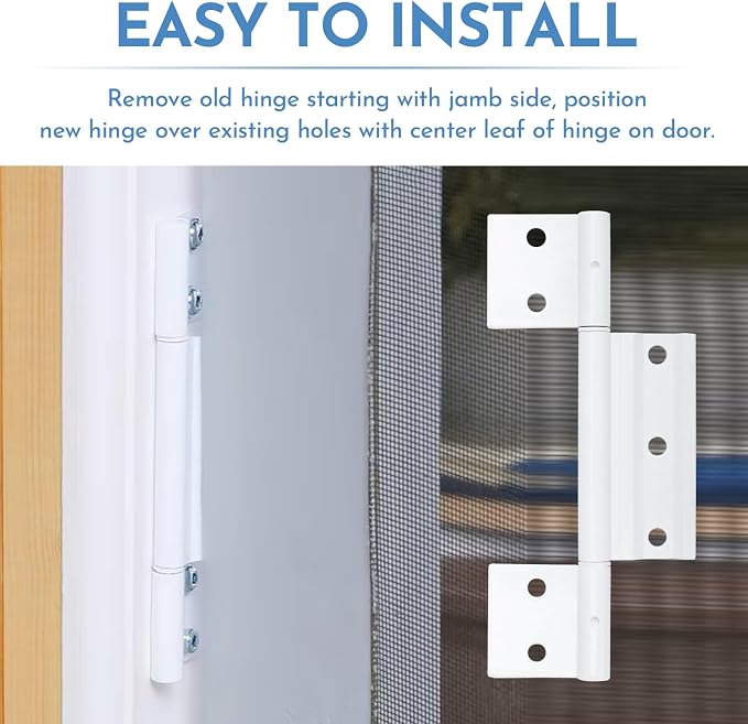3Pack Screen Door Hinges, Aluminum 1/8 in. Grooved Center - Image 6