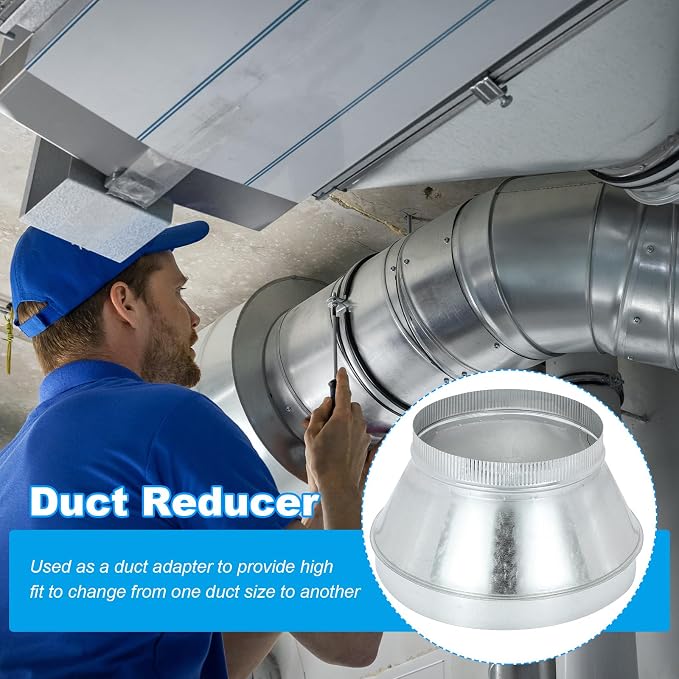 PATIKIL 14 Inch to 10 Inch Duct Reducer, Galvanized Steel Round Air Duct - Image 4