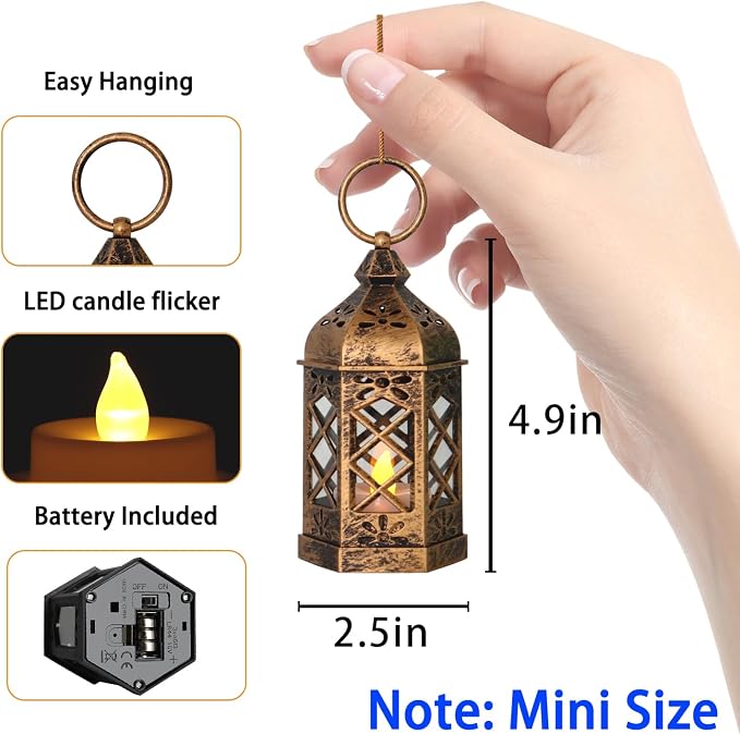 LLQ 12Pcs Mini Lantern for Centerpieces, Small Candle Lanterns Decorative Indoor - Image 2
