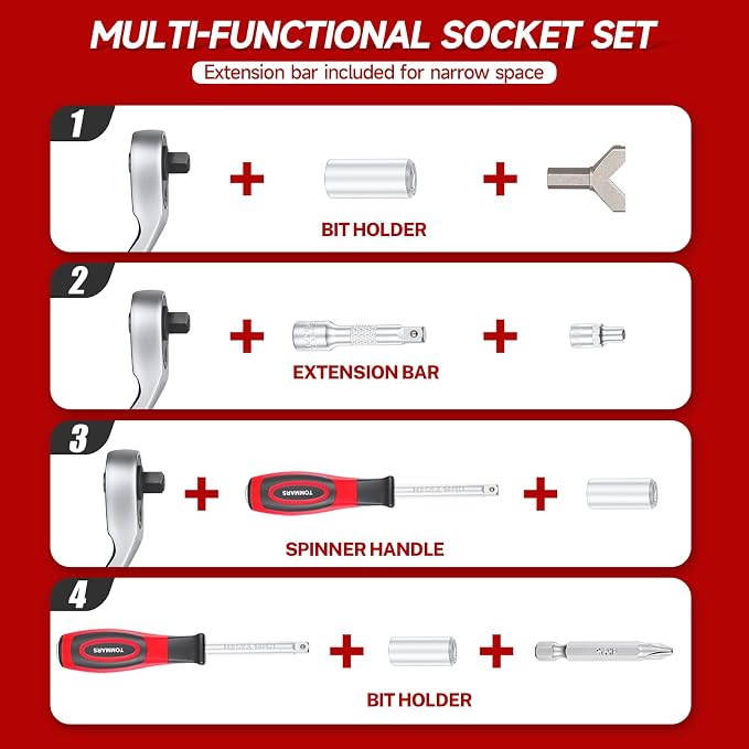 130PCS Mini Ratchet Set, 1/4 Inch Socket Set, Screwdriver Bits. | 72-Tooth - Image 6