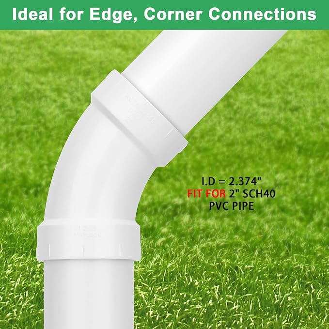 3Pack 2" PVC DWV Sanitary 45-Degree Elbow Pipe Fitting Connector White SCH40 2" - Image 3