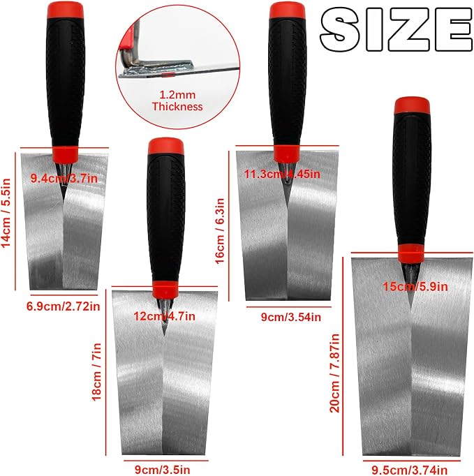 4 Pcs Bucket Margin Trowel Set, 1.2mm Carbon Steel - Image 2