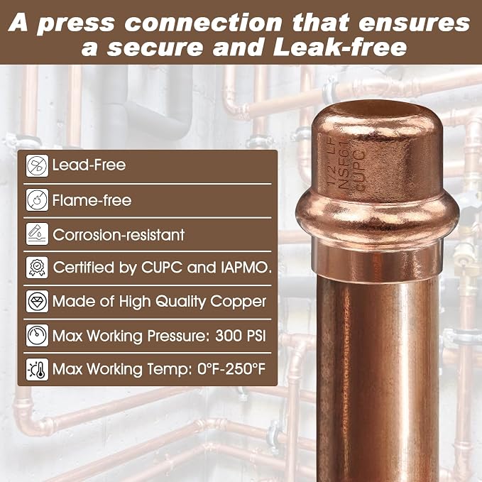 Copper Press Fittings 12pk, 1/2" Copper Press Cap - Image 3