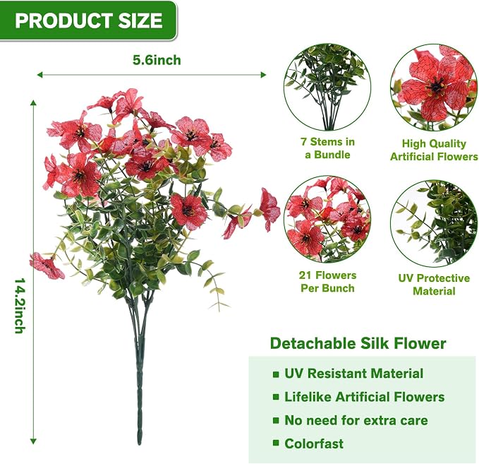Artificial Flowers for Outdoor, 42 Pack | Silk Flowers Flowers UV Resistant - Image 8