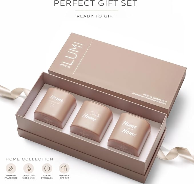 Set of 3 Premium Scented Soy Candles Gift Set | Home Collection – White Musk - Image 3