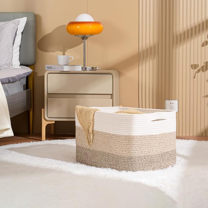 ICERZCZ Large Rectangle Blanket Basket, Large Storage Basket - Image 2
