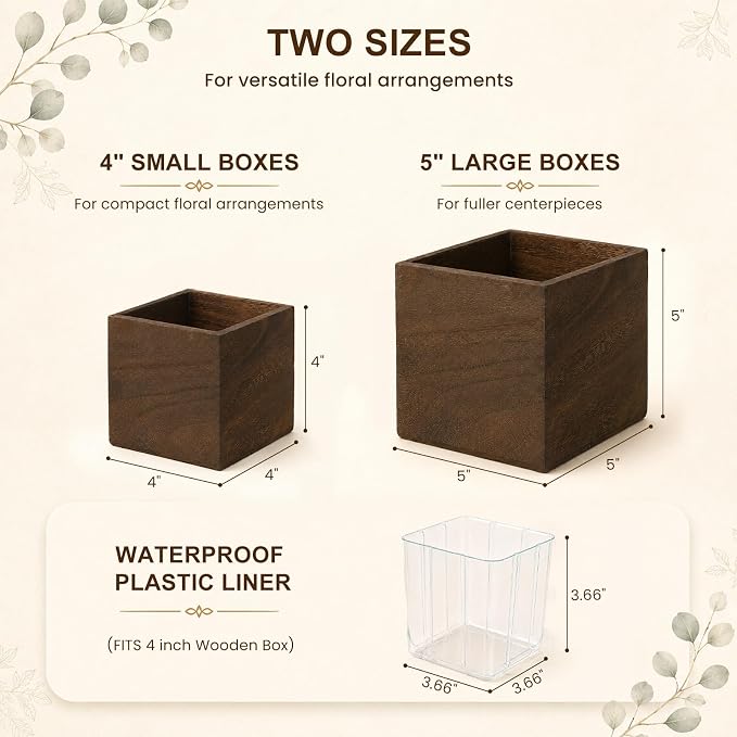CONNOO Square Wooden Box Centerpiece Set, 12 Pack - Image 2