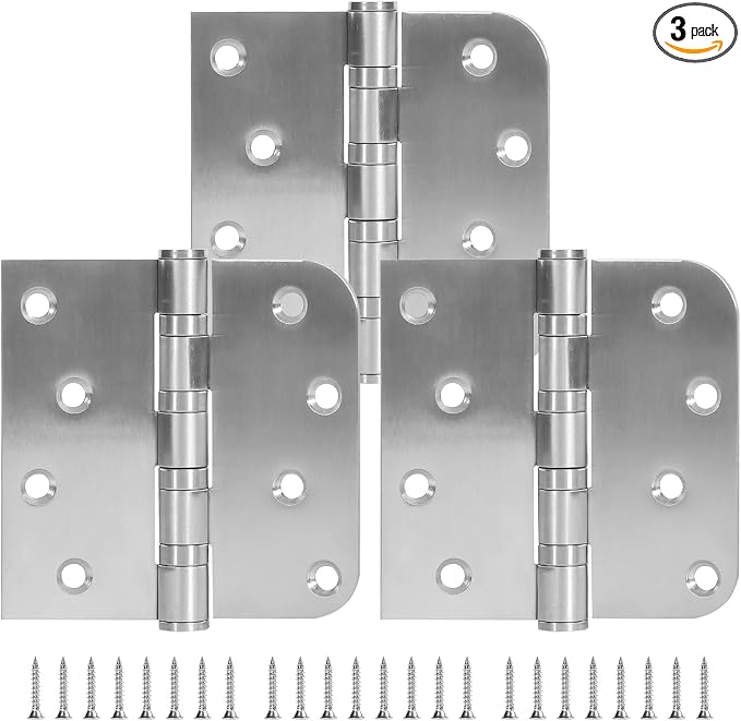 3 Pack Ball Bearing Door Hinges, 4 Inch x 4 Inch Heavy Duty Stainless Steel by LITLANDSTAR