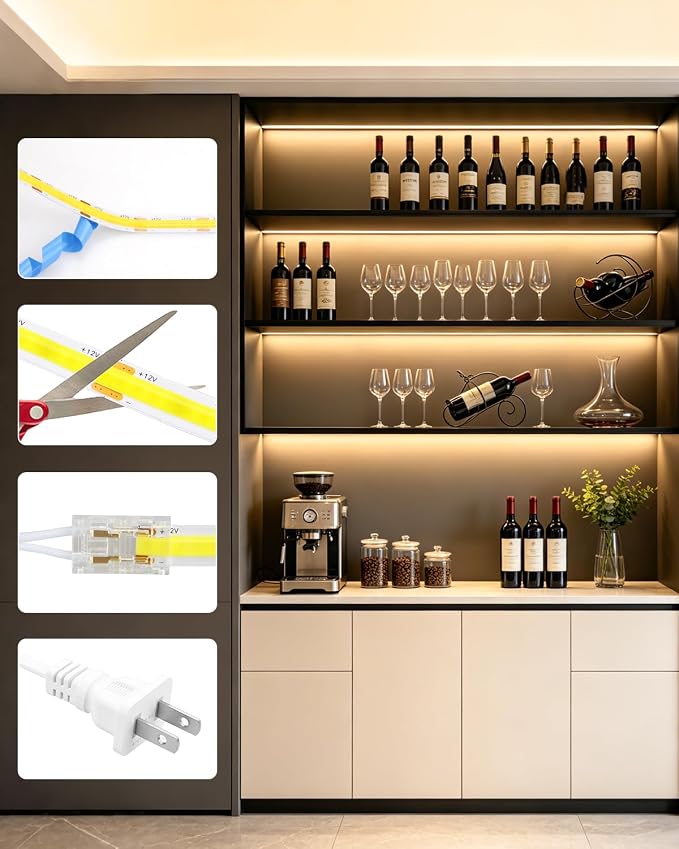 12V COB LED Lights Strip for Shelves Cuttable Warm White 3000K 7-in-1 DIY | - Image 5
