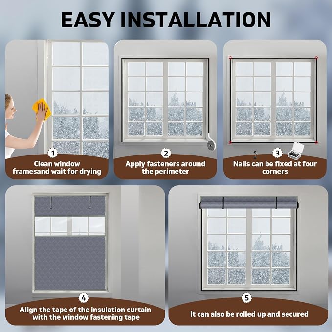 Thermal Window Cover for Winter, Visible Thermal Insulation, Reusable Oxford - Image 5