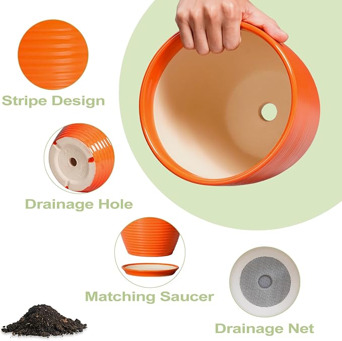 12 Inch Plant Pot, Ceramic Planters - Image 5