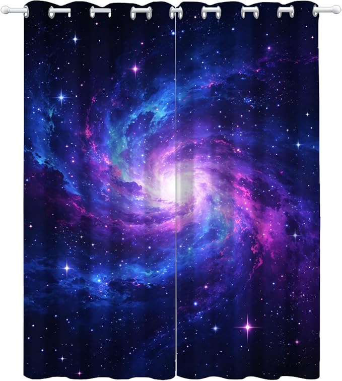 Nebula Curtains for Bedroom Living Room, Universe Starry Sky Blackout Curtains - Image 3