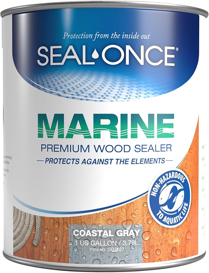 SEAL-ONCE Marine Ready Mix Wood Sealer and Stain, Coastal Gray, 1 Gallon | by SEAL-ONCE