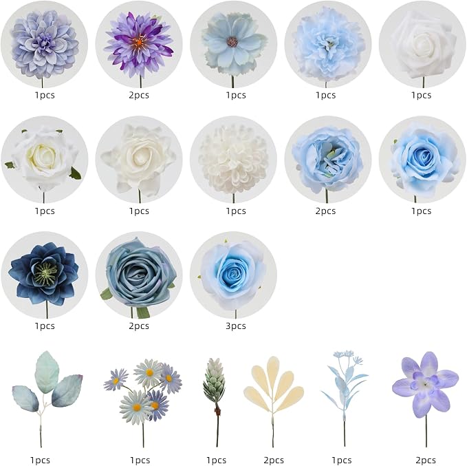 Artificial Flowers Combo Purple Flowers Mix Silk Flowers Dahlia Roses - Image 8