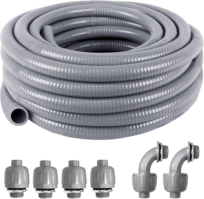 1-1/4inch 25FT Electrical Conduit Kit, Liquid-Tight Conduit and Connector | by ANSGERY