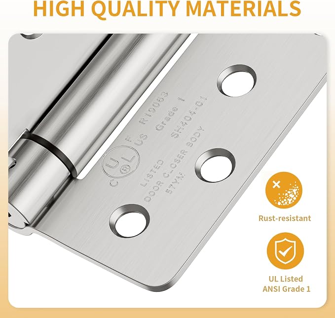 Luxbaro 2 Pack Self Closing Door Hinges 4 Inch, Adjustable Tension | Spring - Image 3