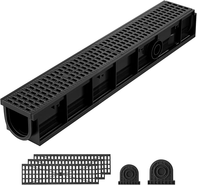 VEVOR Trench Drain, 40.2 x 6.06 x 5.5 in, 3 Pack Linear Drainage Channel by VEVOR