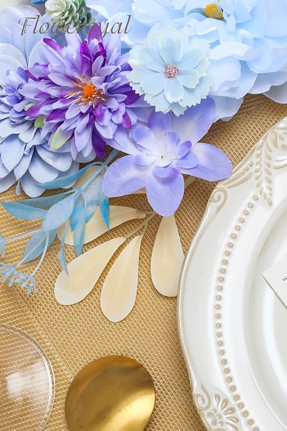 Artificial Flowers Combo Purple Flowers Mix Silk Flowers Dahlia Roses - Image 5