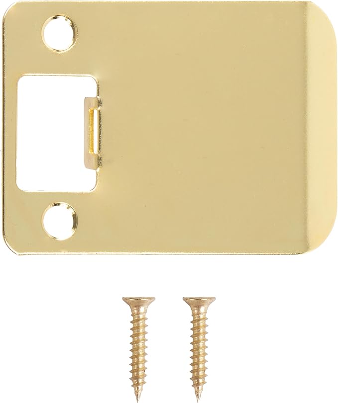 Round Corner Extended Lip Strike Plate, 2-1/4" x 2-1/2", Polished Brass - Image 2